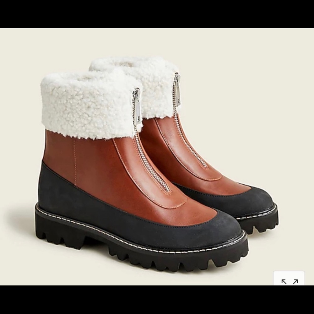 Jcrew Gwen Lug sole front zip boots